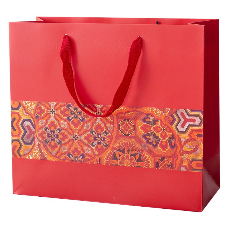 Chinese Red Gift Bag Holiday Packaging Gift Tote Bag High-End Wedding Candy Box Souvenir Children's Candy Paper Bag