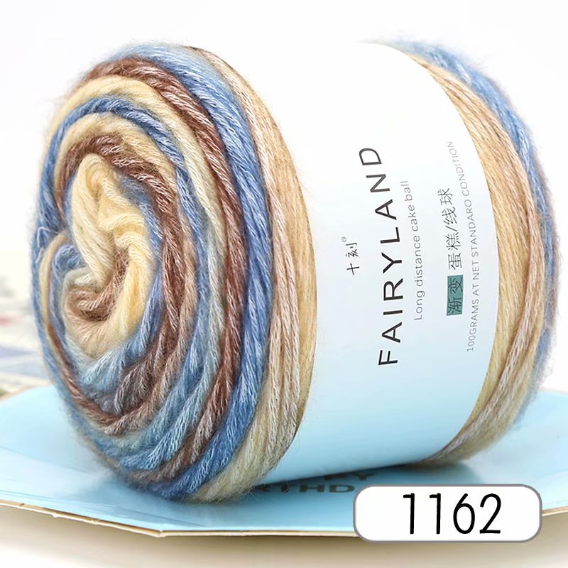 Picture of Cake wool segment dyeing gradient baby children's wool cotton rainbow thread handmade knitting shawl scarf sweater special offer