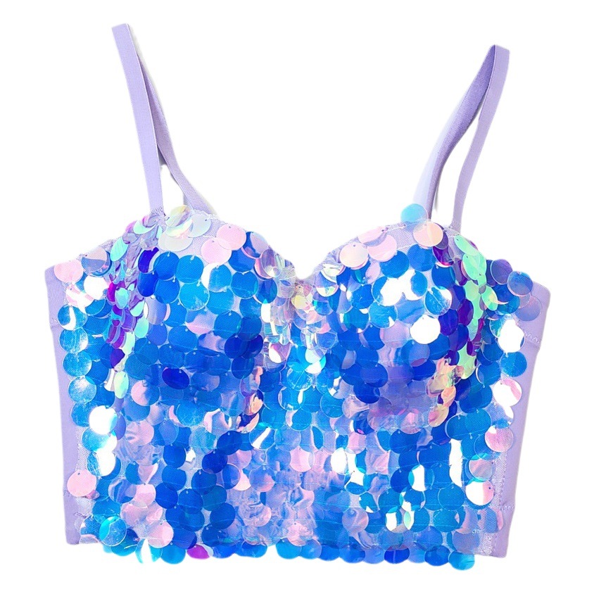 Amazon AliExpress Tunic Fishbone Bra Outer Wearing Sequin Beaded Sling Phantom Fish Scale Wrap Vest Style