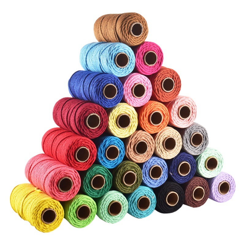 Factory Direct Supply of Colorfulful Cotton Rope Thread 3, 4 mm Handmade Material Woven Tapestry Decorative Rope