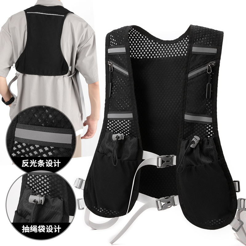 Cross-Border Outdoor Mountaineering Vest Bag, Cycling and Hiking Men's Work Vest Bag, Lightweight Sports Mobile Phone Storage Chest Bag