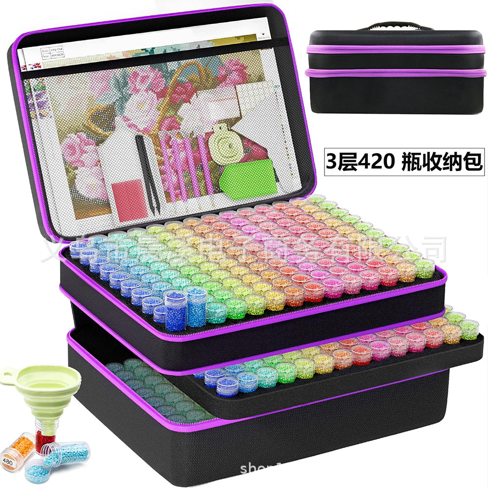 Picture of DIY diamond painting tool 60/120/240 grid drill bottle portable storage bag suit foreign trade new drill