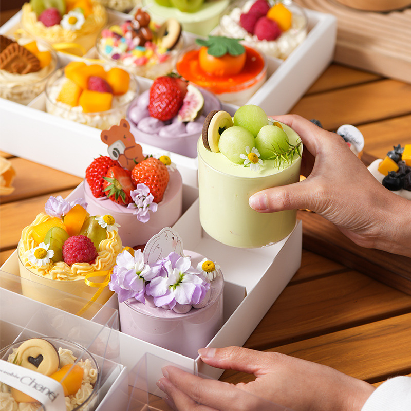 4/6/9 Gongge picnic box outdoor camping disposable lunch box fruit lunch packing box six transparent box