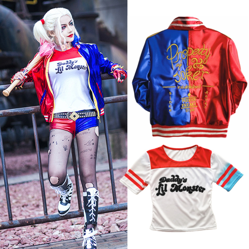Picture of Carnival Adult Female High-End Embroidered Harley Quinn Cosplay Costume Movie Character Belt Jacket T-Shirt Shorts Pattern
