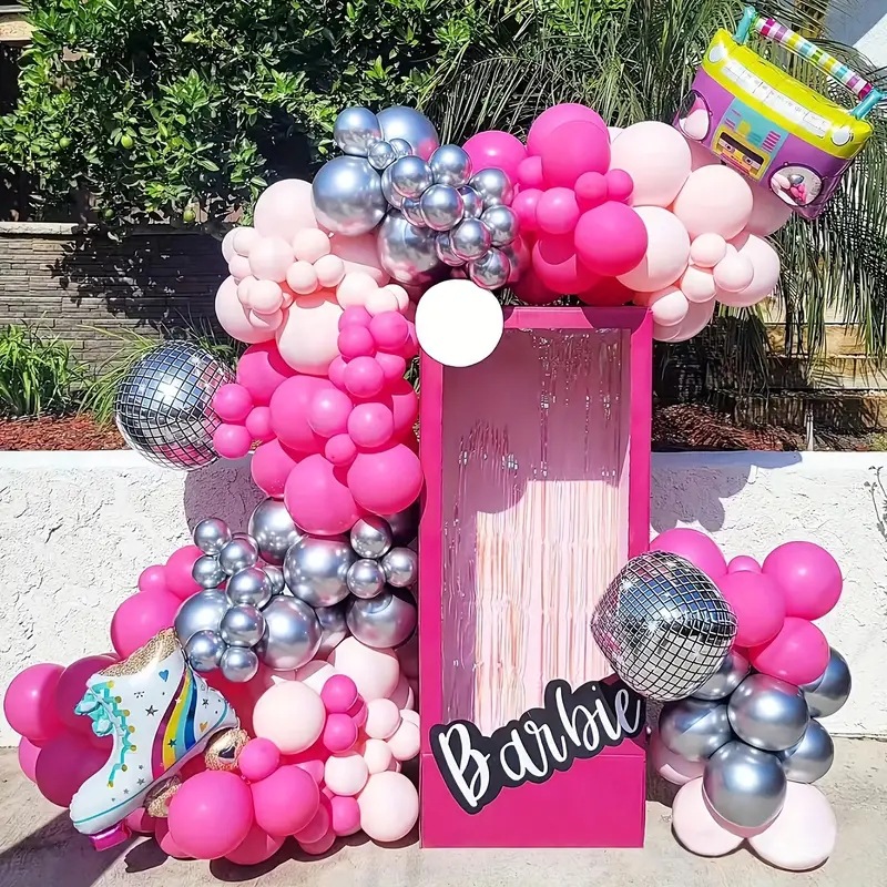 Rose pink retro disco theme New Year single party balloon stereo skates aluminum foil balloon decoration cross-border