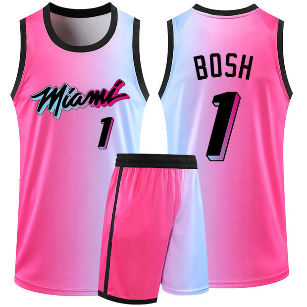 Picture of Heat Wade No.3 Jersey New Season Basketball Uniform Competition Training Team Uniform Set Printing Number