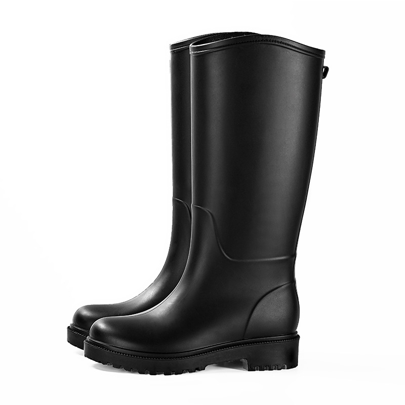 Picture of Spring and Autumn fashion high-top women's rain boots thickened outsole waterproof non-slip British style women's rubber shoes rain boots clean water shoes