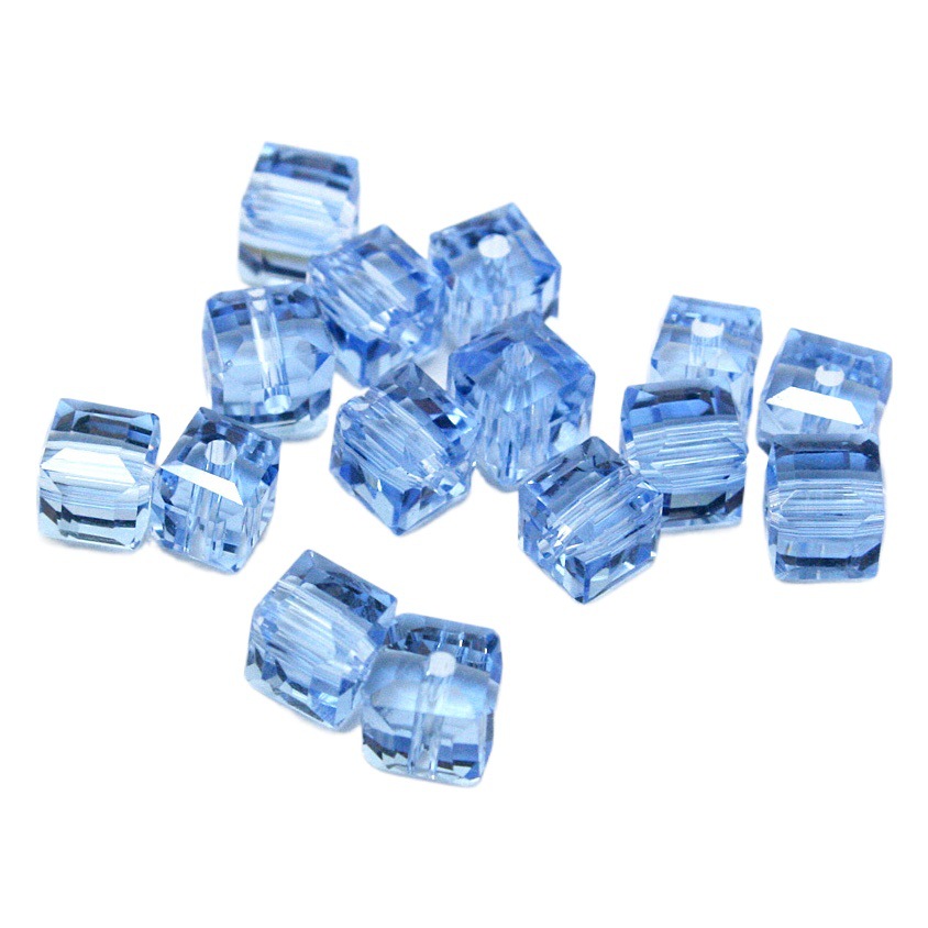 Picture of 6*6MM cubic crystal glass straight hole glass beads handmade DIY accessories material bracelet square beads