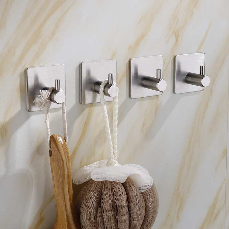 Picture of Stainless Steel Bathroom Creative Coat Hooks Punch-Free Hooks Single Hook Black Coat Hooks Behind the Door Metal Sticky Hooks Wholesale