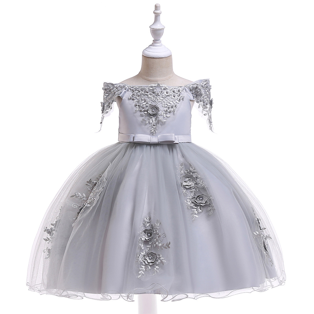 Picture of 2024 Children's Dress Hair-generation Wedding Dress Girl's Beaded off-shoulder Dress Bow Flower Children's Puffy Princess Dress