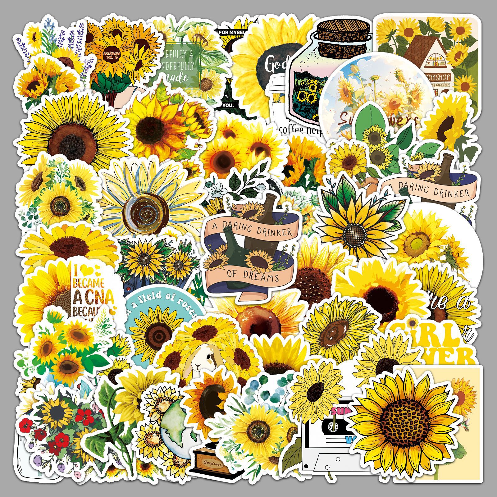 50 colorful sunflower sticker waterproof creative colorful sunflower trolley case hot helmet graffiti stickers