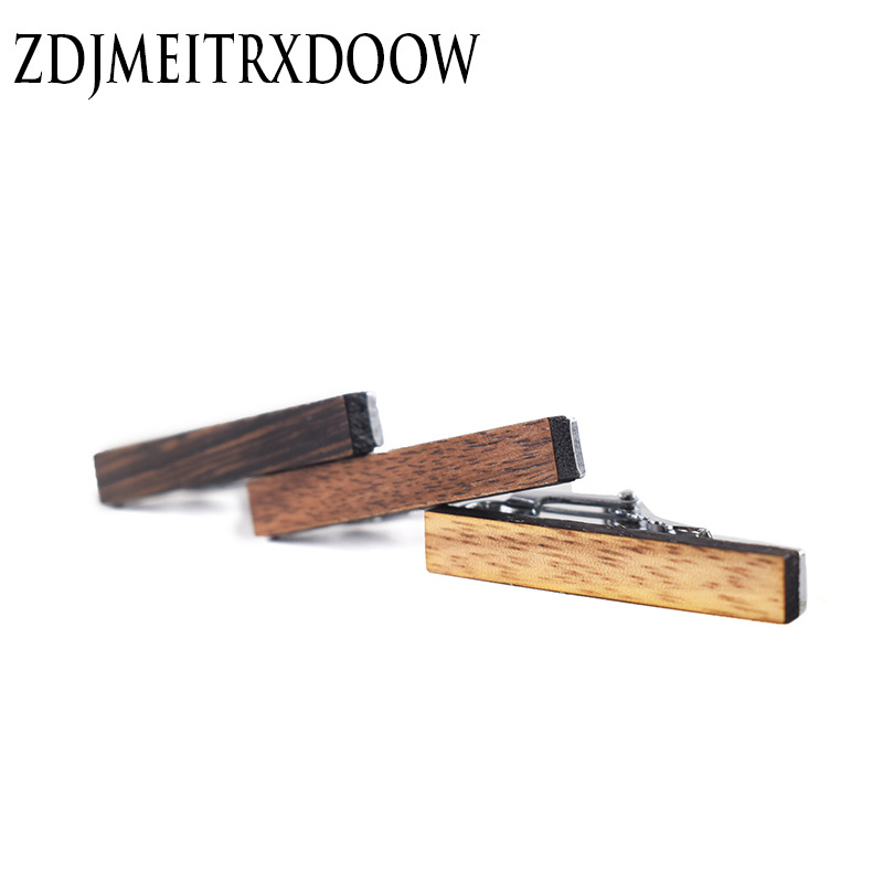 Picture of New high-grade wooden tie clip personality pattern printing wooden tie clip alloy zebra wood can be customized