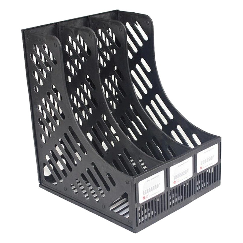 Assistant Triple File Rack Office Stationery Storage and Organization File Frame Desktop Plastic Storage Vertical Information Rack