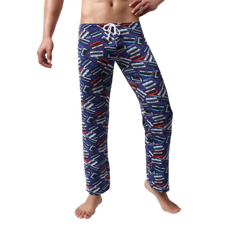Picture of Factory wholesale fancaz men's trousers blue printed classic thin casual loose mid-waist pajama pants AliExpress