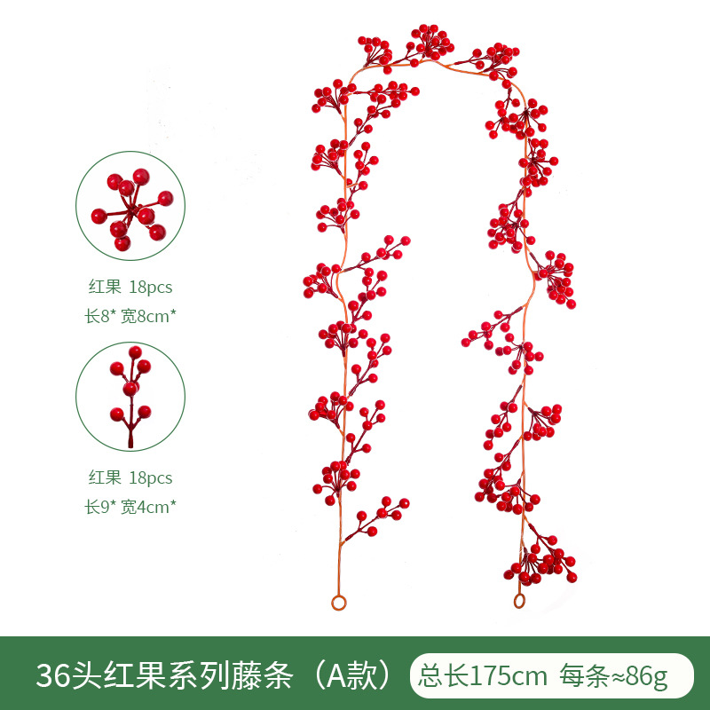Picture of Artificial Christmas Red Fruit Berry Rattan Cross-border Christmas Atmosphere Decoration Home Decoration Christmas Red Fruit Rattan