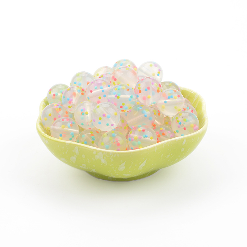 Picture of Transparent Colorful Dot Silicone Beads Jewelry Accessories DIY Handmade Decorative Beads Loose Beads Beading Material Mixed Batch