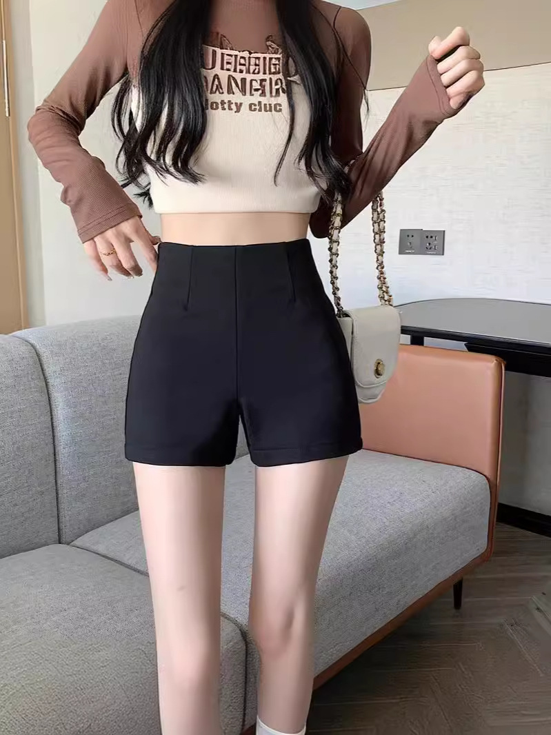 Black Suit Shorts Women's Summer 2024 New Stretch Slim-fit Slimming High Waist A- leg Casual Boots Pants