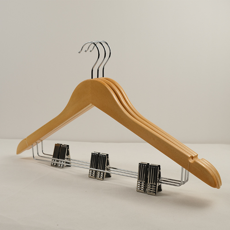 Picture of Wooden Clothes Hanger, Lotus Wood Clothes Hanger, Household Clothes Hanging, Retro Thickened Clothes Drying Rack, Hotel Clothes Hanger, Traceless Anti-Shoulder Corner