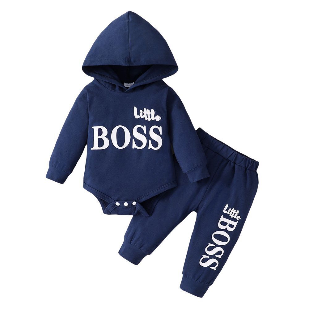 Picture of Pure Cotton Long-Sleeved Baby Hoodie Set European and American Style New Children's Spring and Autumn Solid Color Long-Sleeved Long Pants Two-Piece Set
