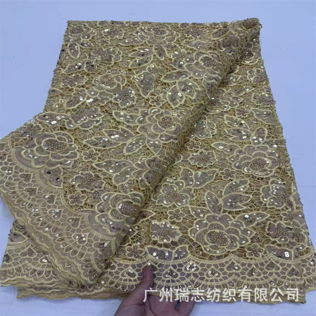 African Organza Beads Bubble Bead Embroidery Sequin Embroidery Mesh Fabric Wedding Dress Dress Lace Fabric Lace