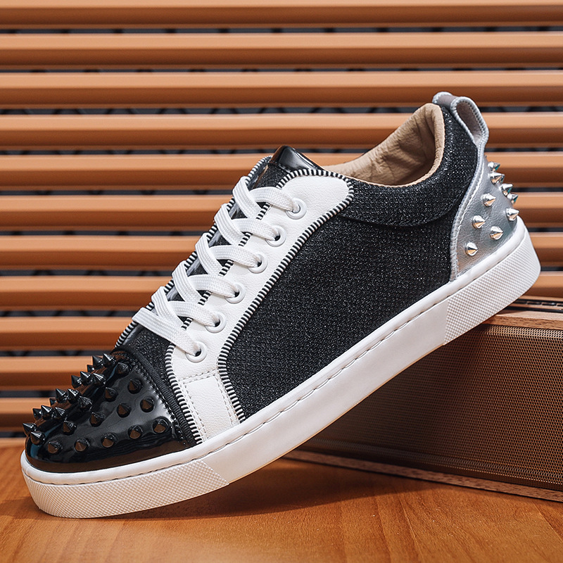 2025 Autumn New Rivet Rhinestone Men's Sneakers Trendy Casual Shoes Korean Style Sports Shoes for Young Men