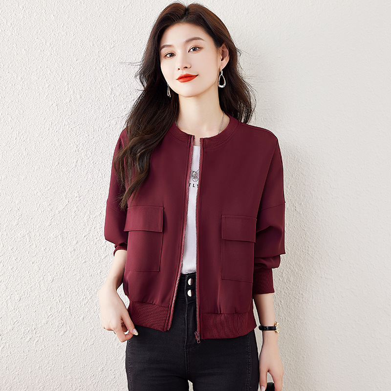 Real Shot 2024 Autumn New Style Women's Design Sense Short Tooling Sense Baseball Coat Women's Casual Shoulder Sleeve