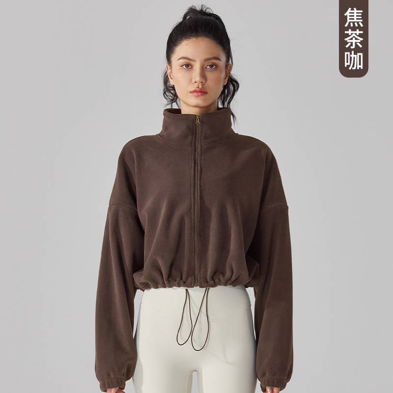 Picture of European and American Lamb Fleece Sports Coat Women's Autumn and Winter fleece-lined Thickened Collar Fleece Coat Fitness Casual Fleece Top