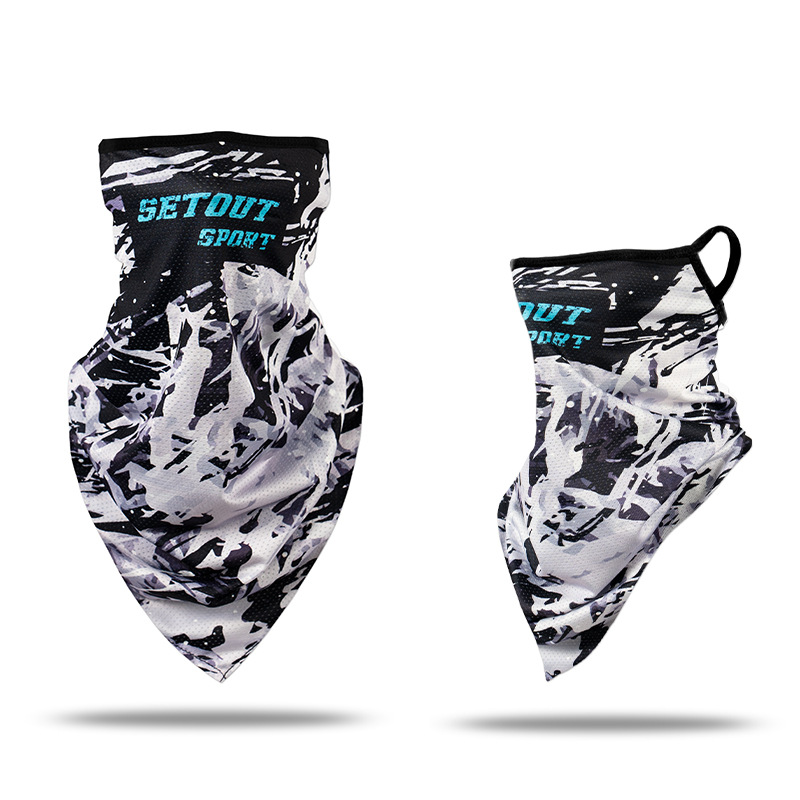 Picture of Ice Silk Ear Hanging Mask Triangle Towel Neck Set Mesh Sunscreen Outdoor Riding Fishing Windproof Scarf Men's and Women's Face Towel Summer