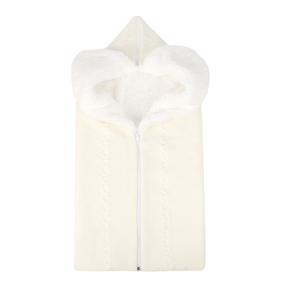 Picture of Hot Selling New Wool Knitted Plus Velvet Baby Sleeping Bag Baby Blanket Stroller Zipper Sleeping Bag Blanket Two-In-One