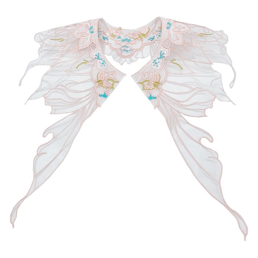 Fabric embroidery organza metal thread embroidery embroidery DIY accessories three-dimensional embroidery fairy children's clothing false collar cloud shoulder