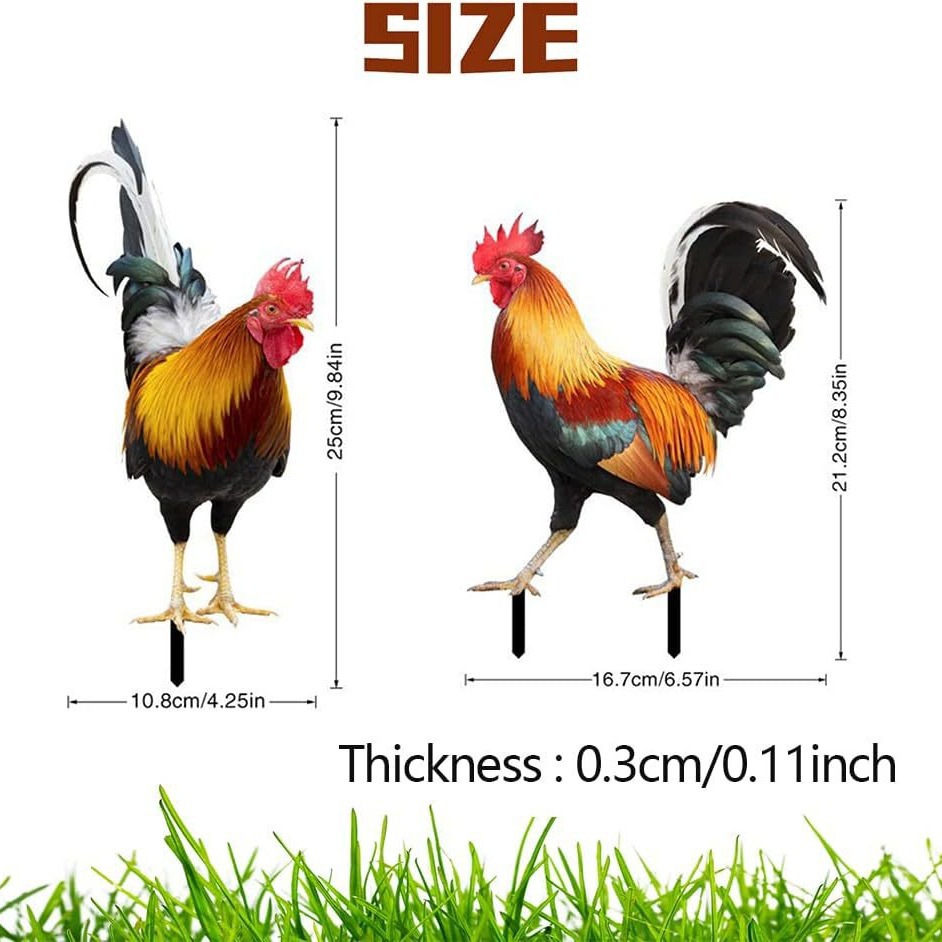Picture of Three-Dimensional Courtyard Rooster Acrylic Mirror Yardart Garden Outdoor Decoration Ornaments Creative Courtyard Ornaments