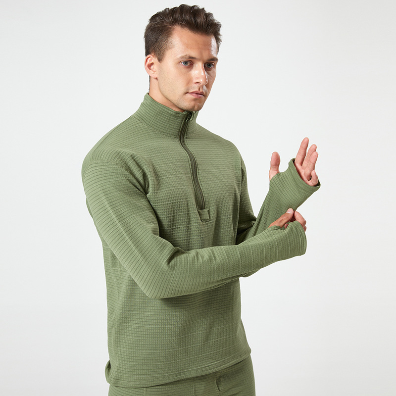 Military Eagle 2023 Outdoor Tactical Thermal Underwear Set Stand Collar Men's Velvet Warm Elastic Thickened Long Sleeve