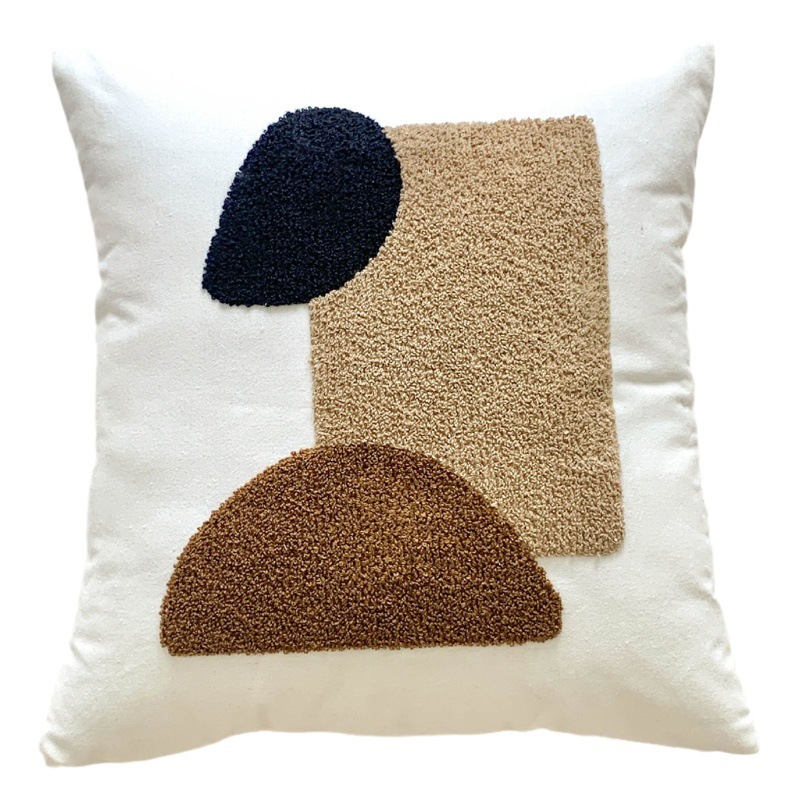 Nordic Ins Style Cream Home brown Simple Embroidered Sofa Pillow Bedroom Bedside Pillow Living Room Decoration