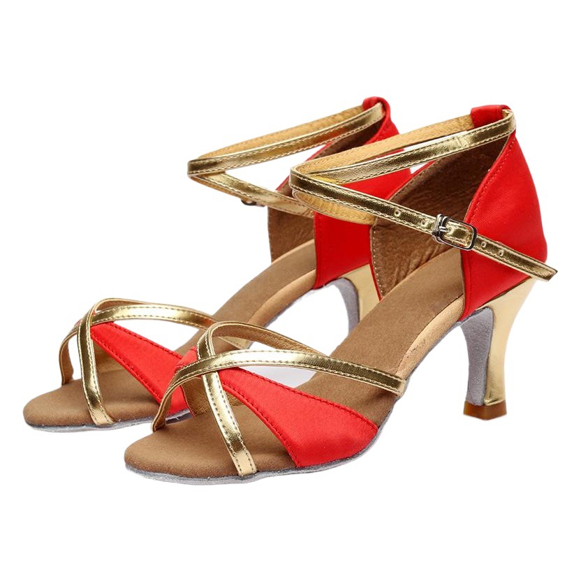 Women Adult High Heeled Latin Dance Shoes New Satin Dance Shoes Women's Comfortable Dance Shoes Soft Sole Samba Dance Shoes