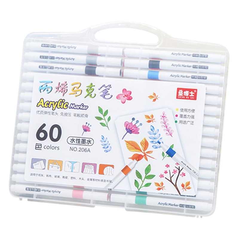 Acrylic marker 24/36/48 color diy waterproof opaque color stackable student color pen painting suit stationery