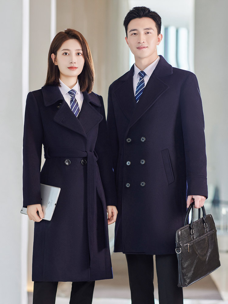 Picture of High-end professional woolen coat long 4s store sales department hotel front desk work clothes woolen coat workwear winter