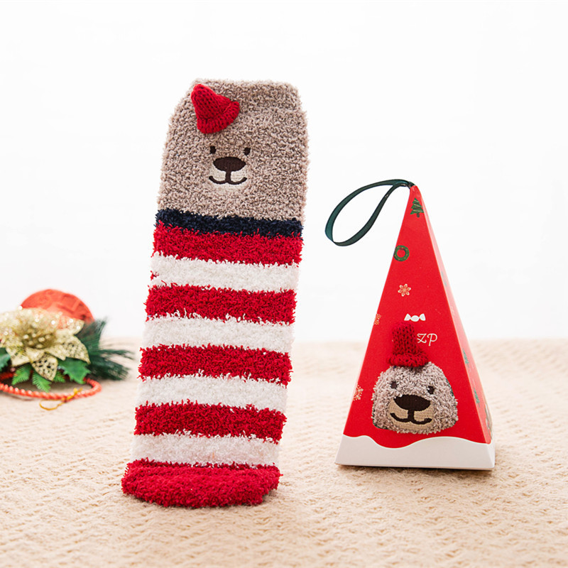 Picture of Japanese Style Three-Dimensional Cartoon Floor Socks Sleep Socks Coral Fleece Socks Women's Winter Towel Socks Thickened Warm Plush