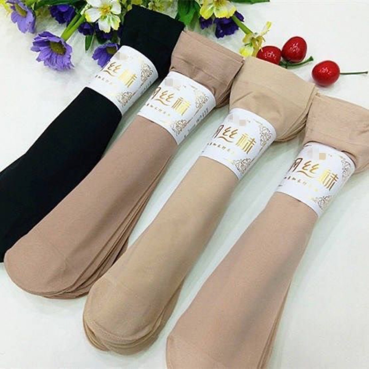 Picture of Summer Thin Breathable Socks for Women, Deodorant and Sweat-Absorbent Socks, Steel Stockings, Anti-Snagging Pure Color Velvet Mid-Length Spring & Fall