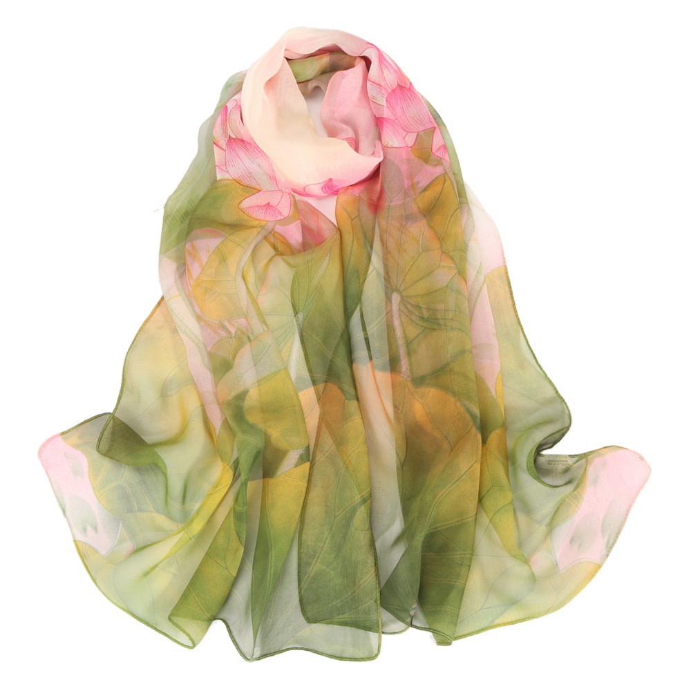 Korean-style Georgette Sunscreen Scarf All-match Printed Silk Scarf Women's Thin Long Silk Scarf Summer Breathable Decorative Shawl