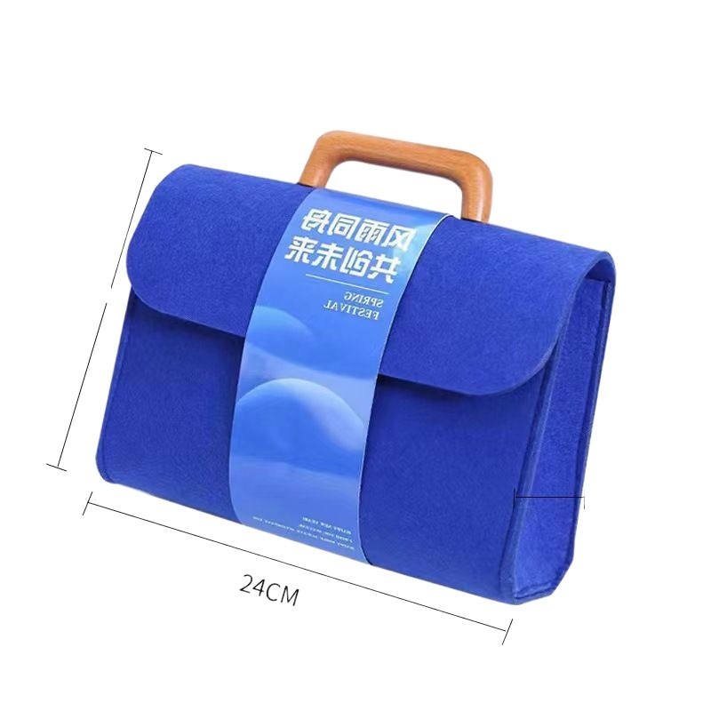 Xiaohongshu same style wooden handle felt bag manufacturer enterprise company business gift bag computer bag bridesmaid return bag