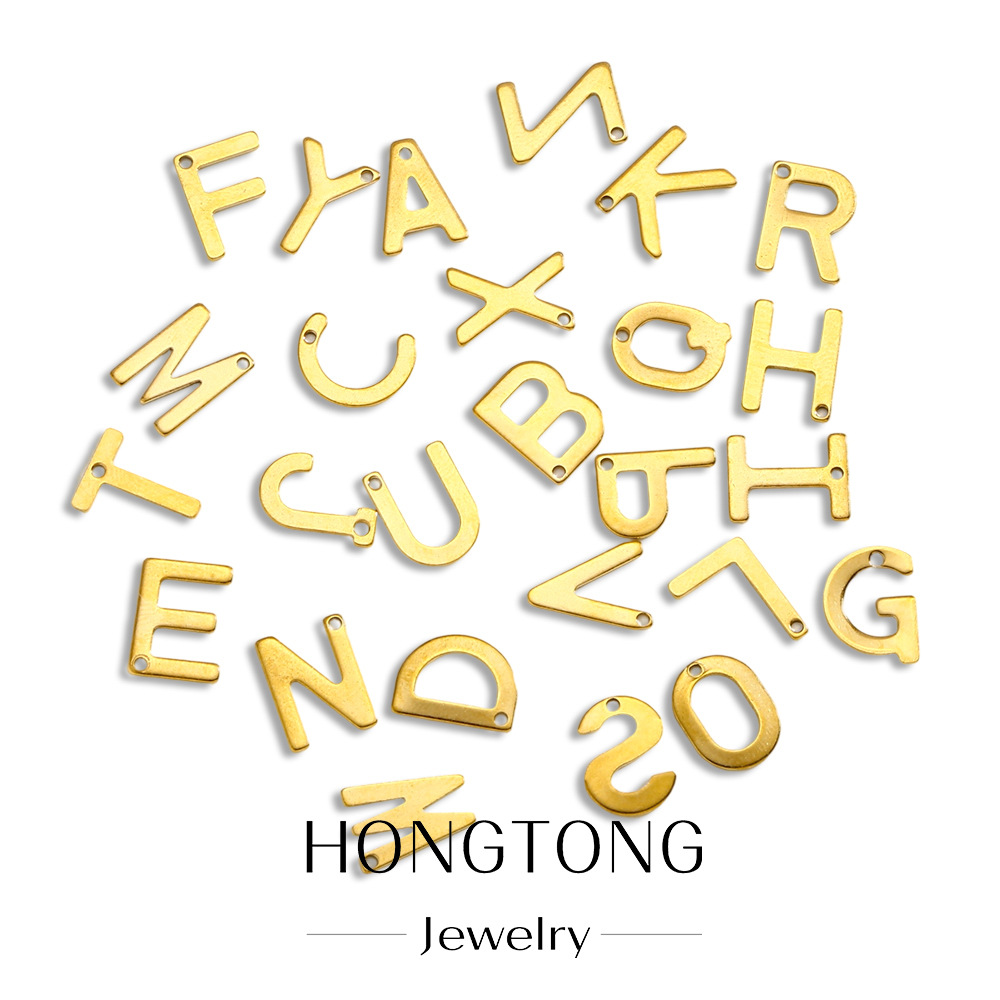 Stainless steel single-hole stamped English 26-letter hang tag pendant, handmade DIY bracelet, necklace, electroplated jewelry wholesale