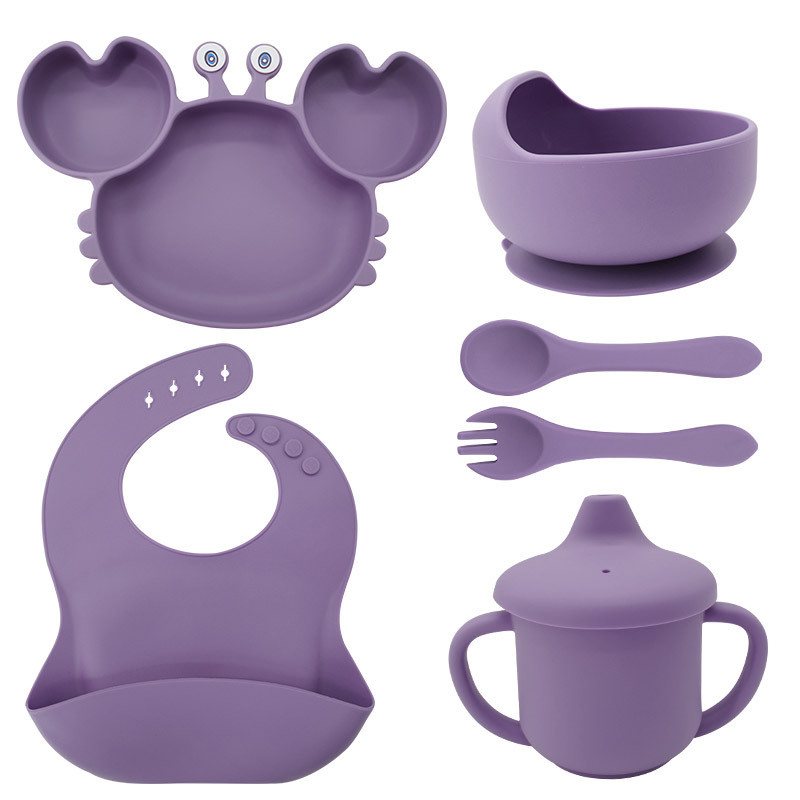Picture of Baby silicone tableware crab plate suit food supplement bowl bib food grade tableware suit factory direct supply cross-border