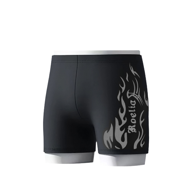 Picture of Wholesale swimming trunks men's factory direct supply blue and red flame plus size men's boxer swimming trunks wholesale hot spring Beach
