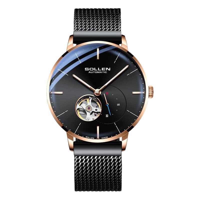 Sollen Men's Mechanical Watch Tiktok Fashion Fully Automatic Skeleton Tourbillon Cool Design
