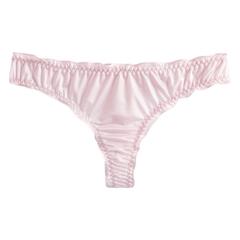 Summer new ice silk thong sexy sweet sultry T pants pleated wood ear Peach Hip underwear