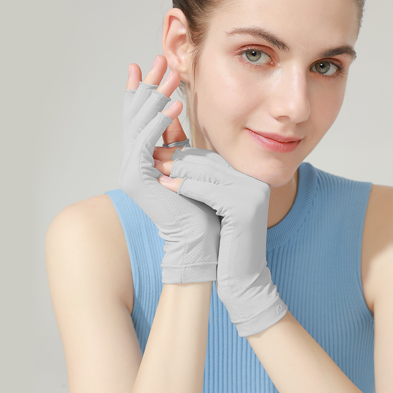 Picture of Gloves Half-finger Summer Anti-ultraviolet Nail Art Women's Outdoor Riding Ice Silk Driving Gloves Thin Ice Cool Breathable Plastic Dip Gloves