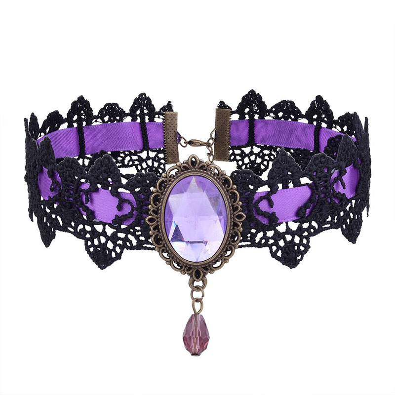 Picture of European and American Cross-Border Best-Selling Necklace Gothic Retro Punk Choker Lace Necklace Braided Choker Clavicle Chain for Women