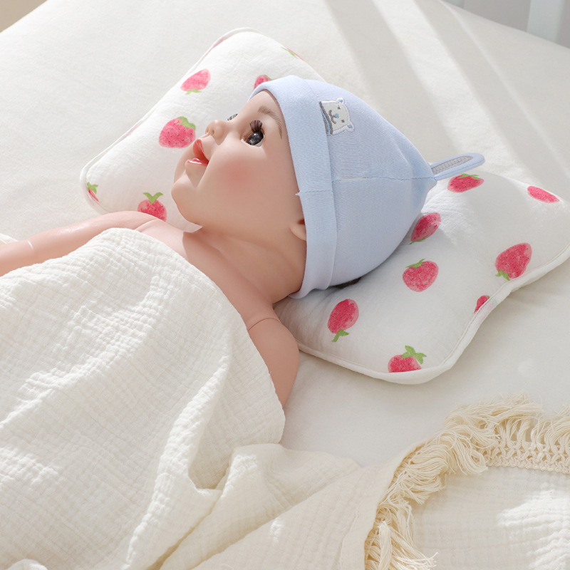 Picture of Baby Pillow Newborn Baby Pillow Shaped Pillow Anti-Eccentric Head Four-Season Universal Printed Gauze Summer Manufacturer Wholesale
