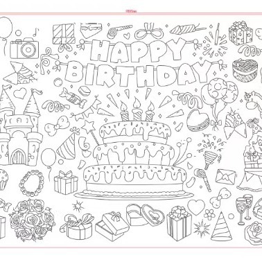 Picture of Paper Tablecloth Children's Coloring Graffiti Tablecloth Children's Painting Coloring Birthday Party Disposable Tablecloth Paper Tablecloth