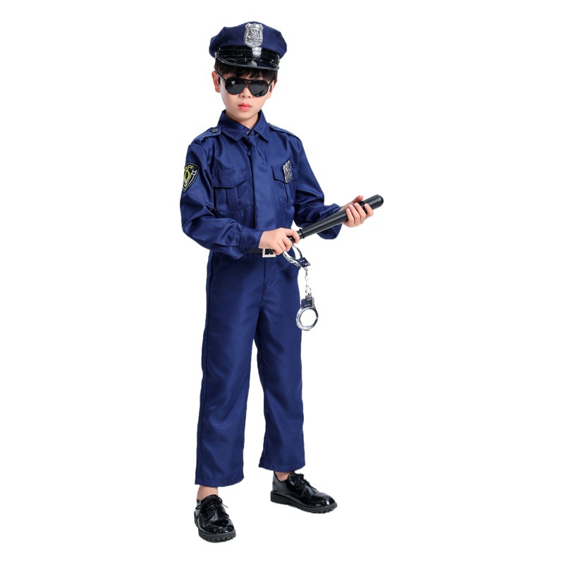 S-XL Children Police Costume Costume Halloween Boy Costume June 1 Children's Day Boy Performance Costume